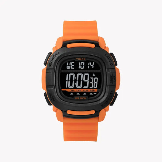 Timex Men's Orange Silicone Watch, Digital Dial | TW5M26500-0