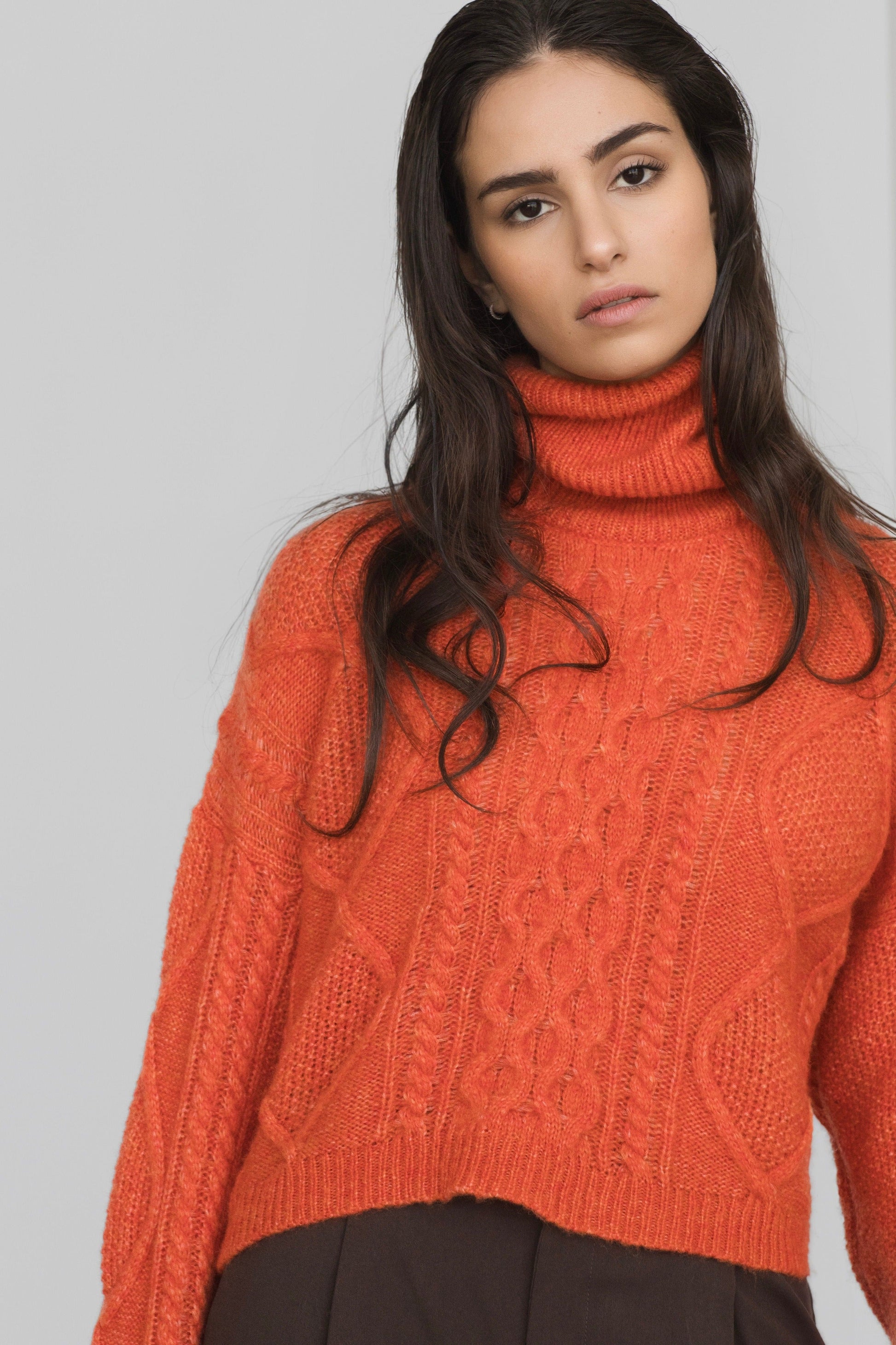 Maglione con treccia in Lana Merinos - Saffira-0