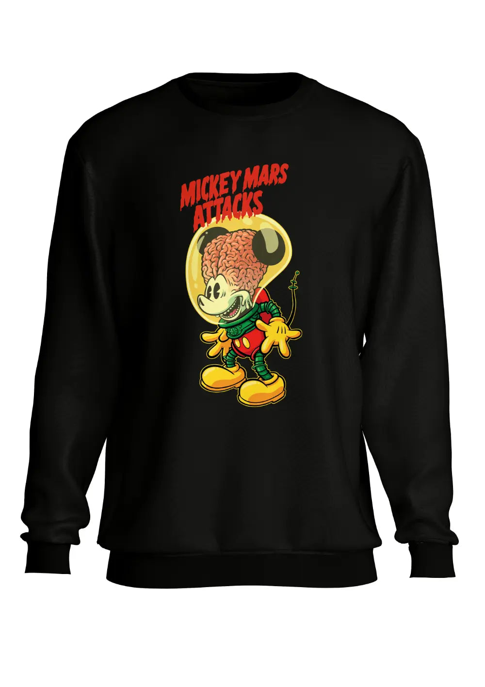 Felpa a Girocollo Mickey Mouse Mars Attack Funny-1