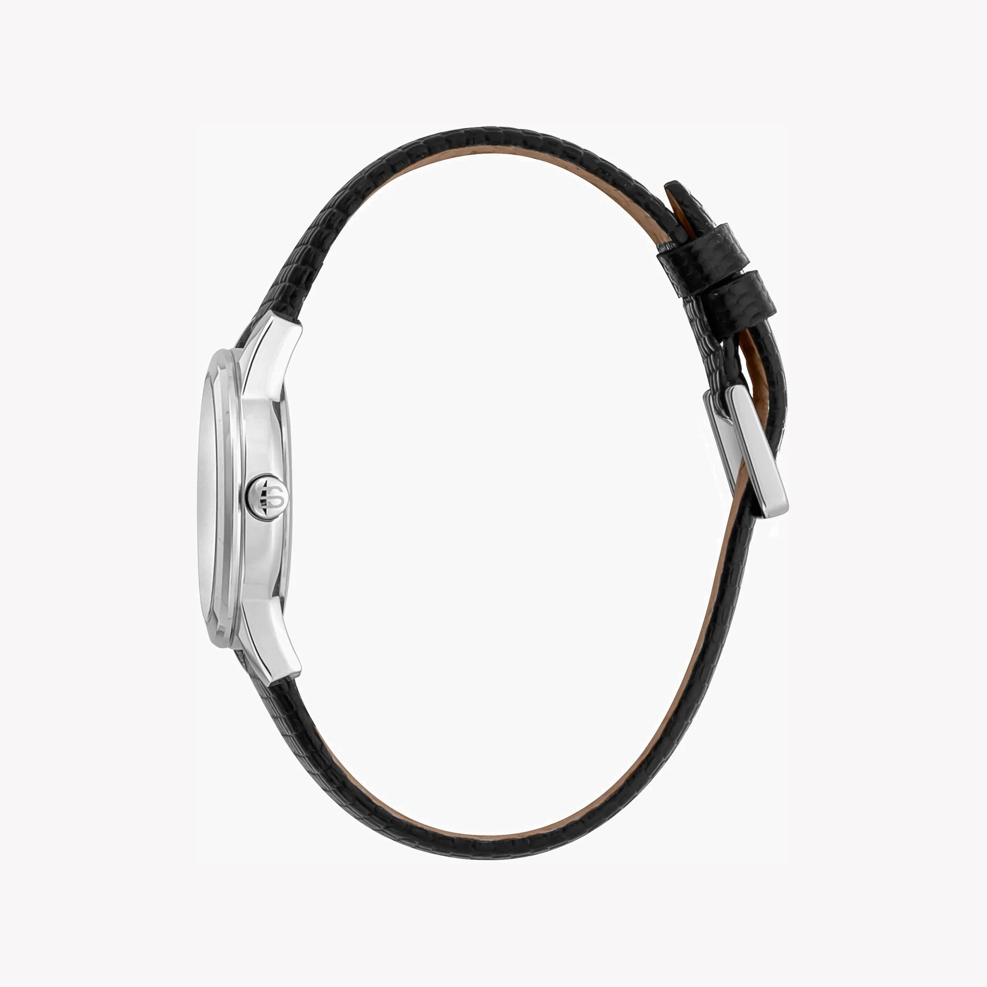 Esprit Women's Black Leather Watch, Silver Dial | ES1L192M0015-1