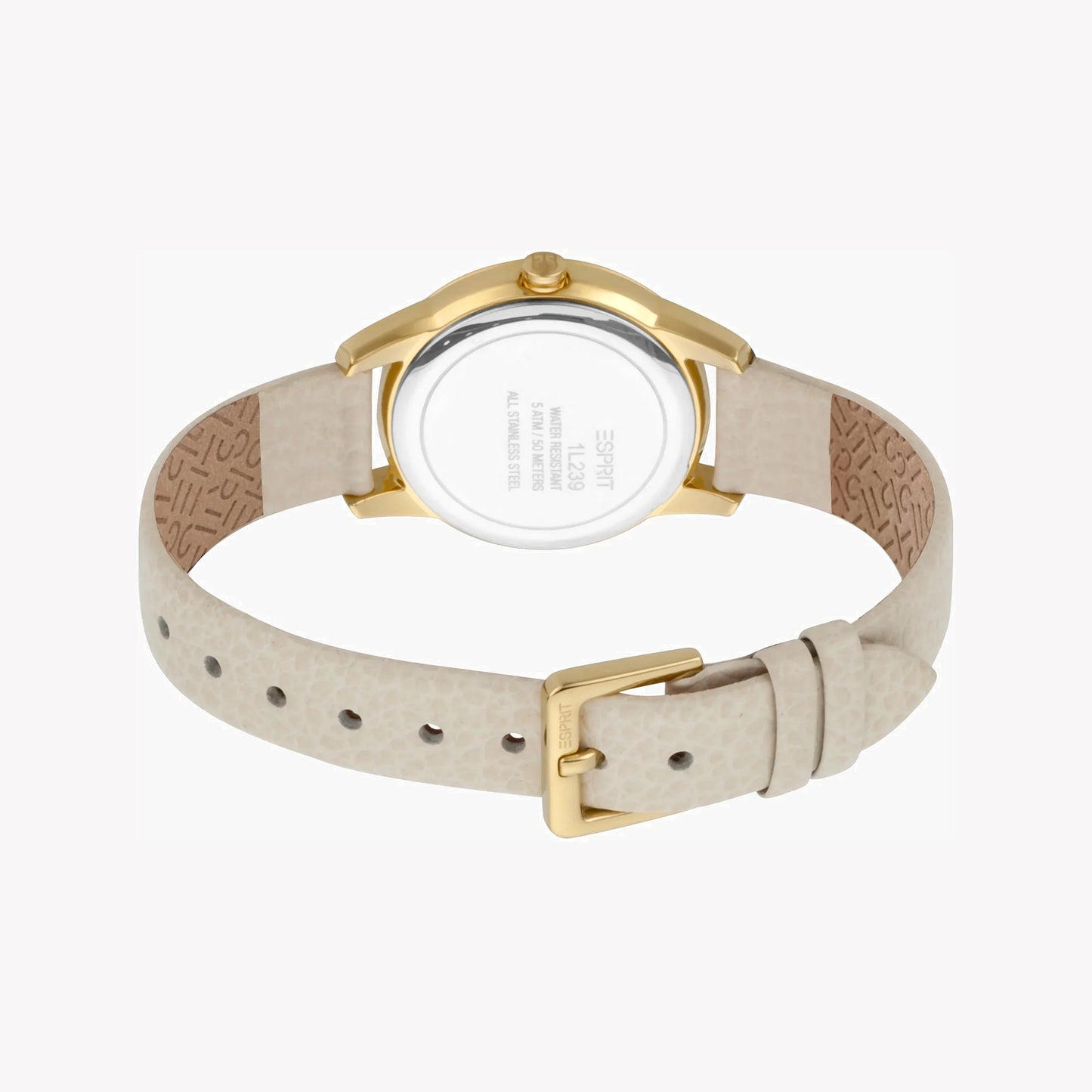 Esprit Women's Beige Leather Watch, Silver Dial | ES1L164M0055-2