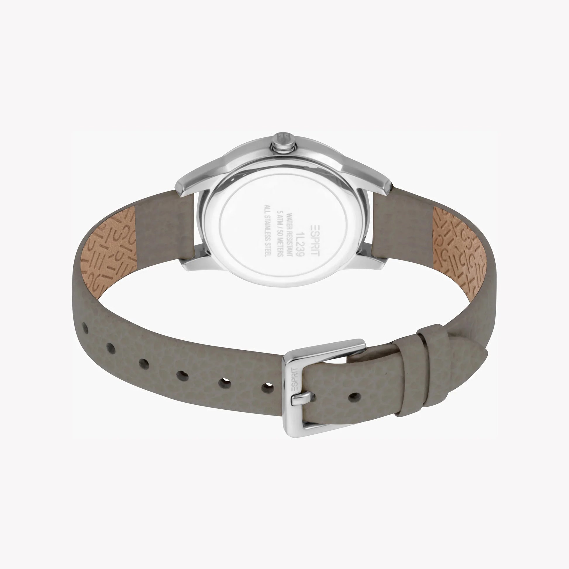 Esprit Women's Grey Leather Watch, Silver Dial | ES1L202M0015-2