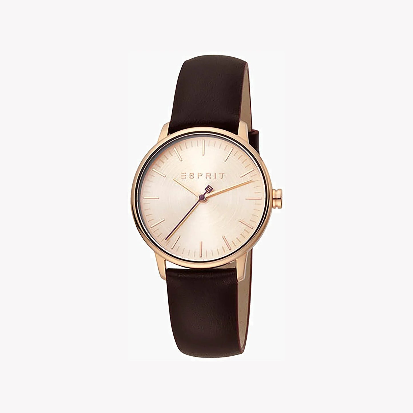 Esprit Women's Burgundy Leather Watch, Rose Gold Dial | ES1L123M0015-0