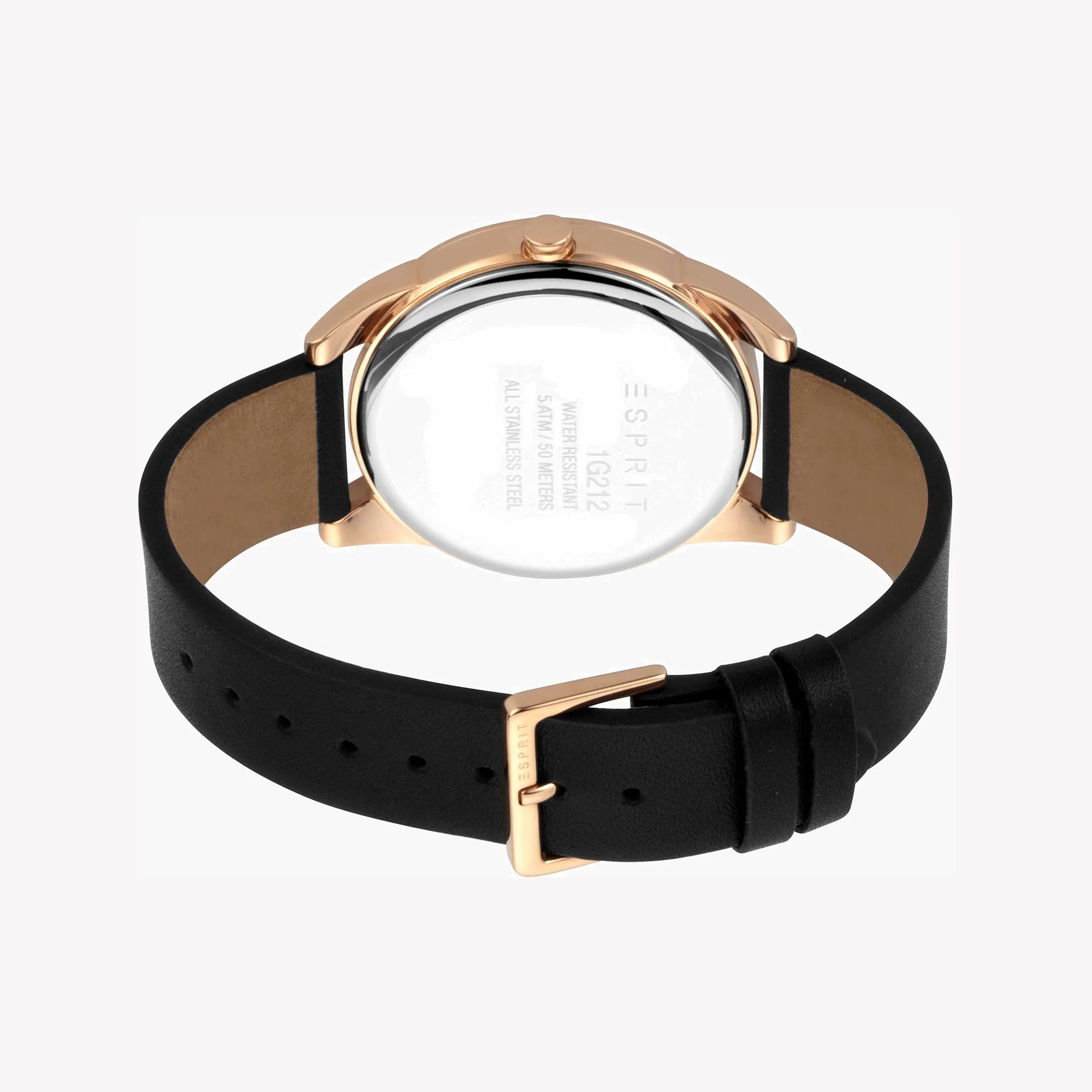 Esprit Men's Black Leather Watch, Black Dial | ES1G052M0025-2