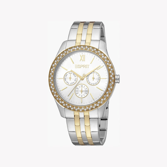Esprit Women's Silver & Gold Stainless Steel Watch, Silver Dial | EWS12345-0