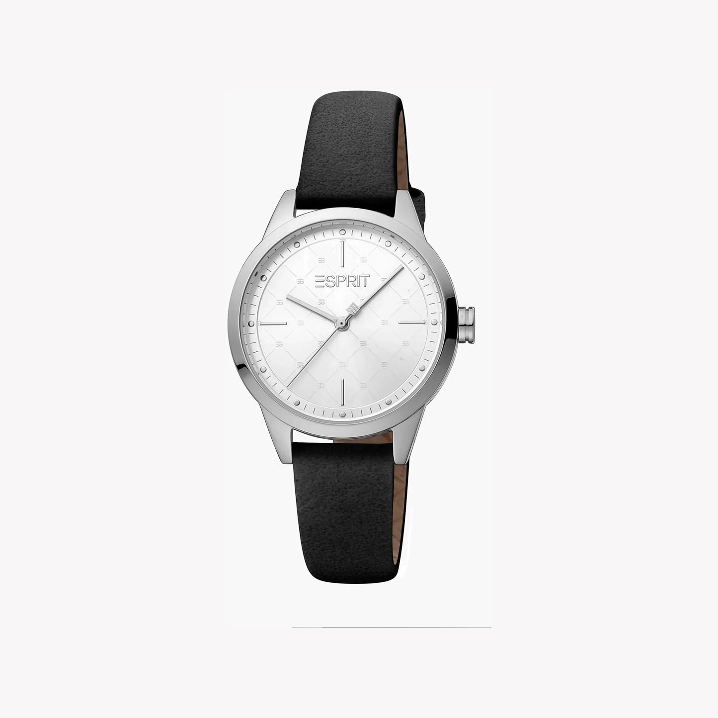 Esprit Women's Black Faux Leather Watch, Silver Dial | ES1L197M0015-1