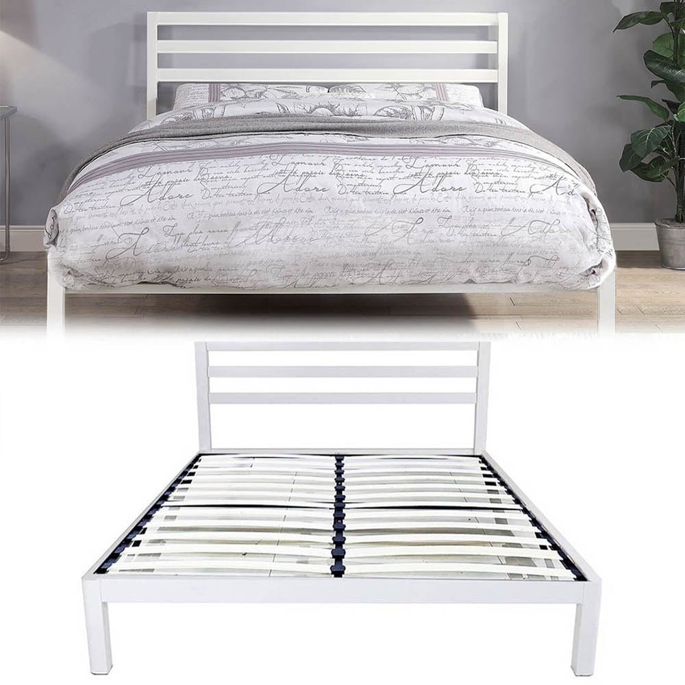 Bella metal bed frame with gift bed grid, in several sizes and colors-White 160x200 cm-white-2