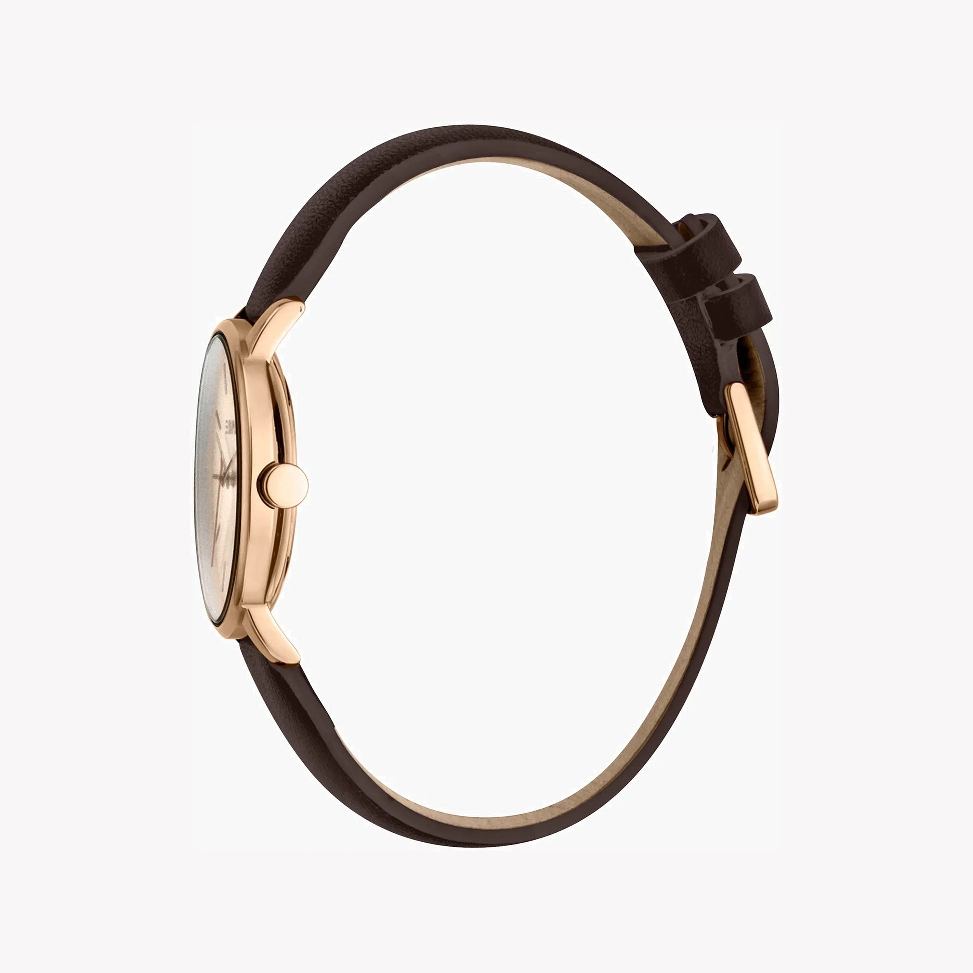 Esprit Women's Burgundy Leather Watch, Rose Gold Dial | ES1L123M0015-1