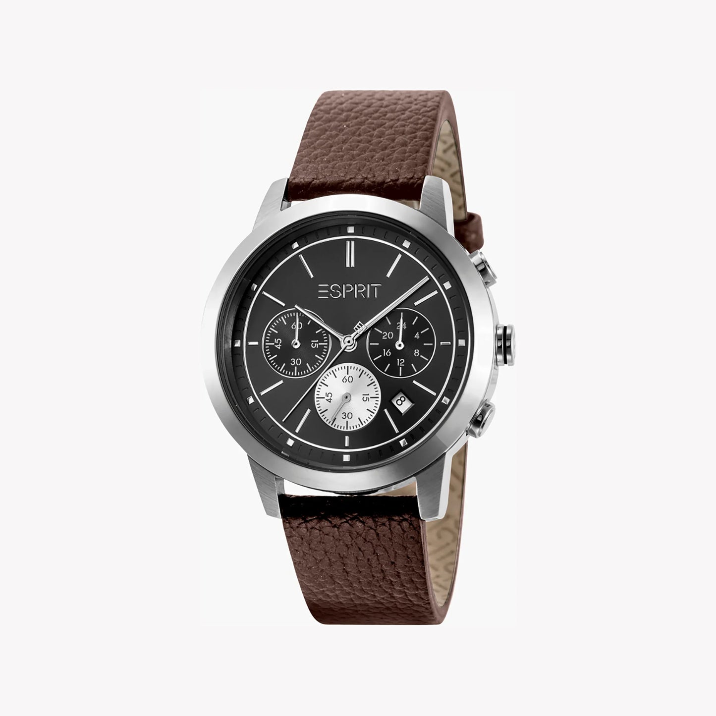 Esprit Men's Brown Leather Watch, Black Dial | ES1G081M0015-0