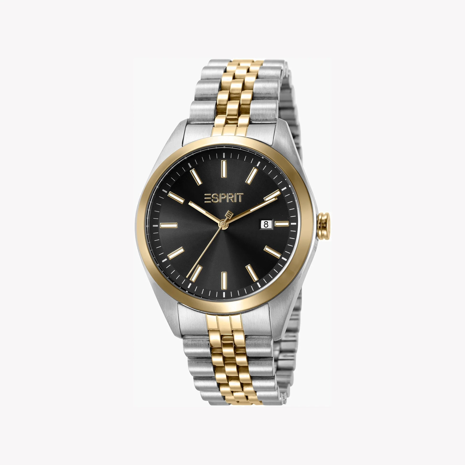 Esprit Men's Silver & Gold Stainless Steel Watch, Black Dial | ES1G250M0045-0