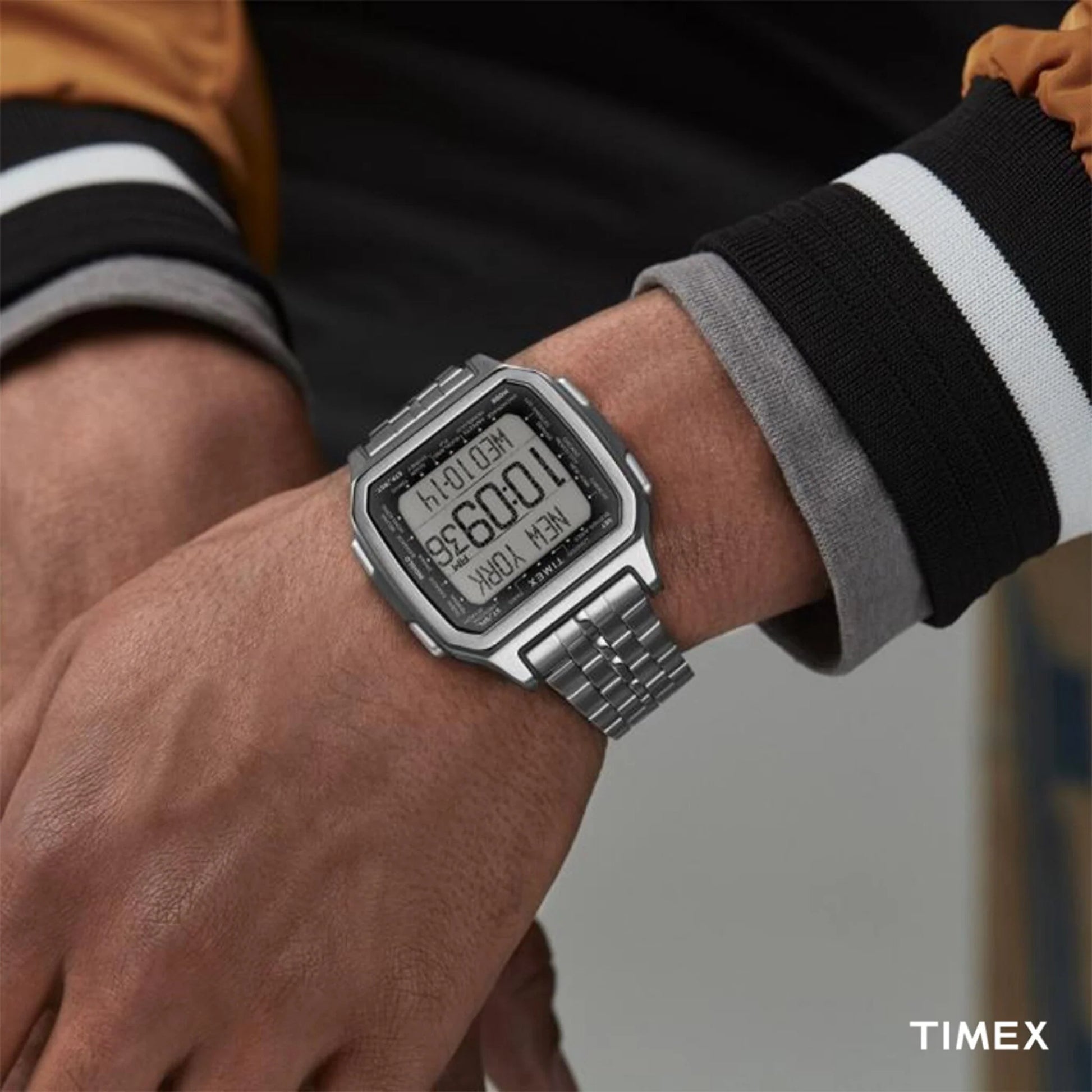 Timex Men's Silver Stainless Steel Watch, Digital Dial | TW2U17000-4