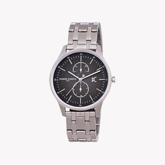Pierre Cardin Men's Silver Metal Watch, Black Dial | CBA.4032-0