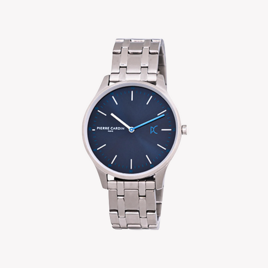 Pierre Cardin Men's Silver Watch, Blue Dial | CBA.4038-0