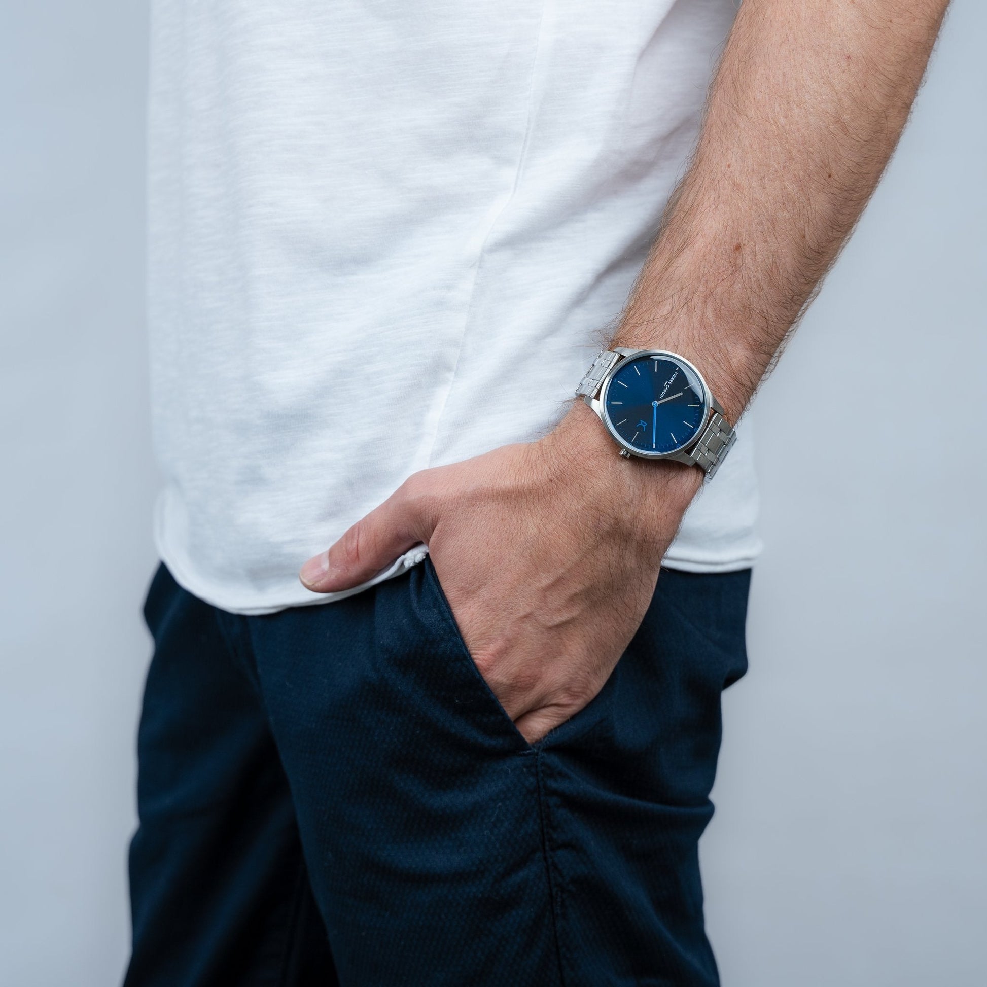 Pierre Cardin Men's Silver Watch, Blue Dial | CBA.4038-1