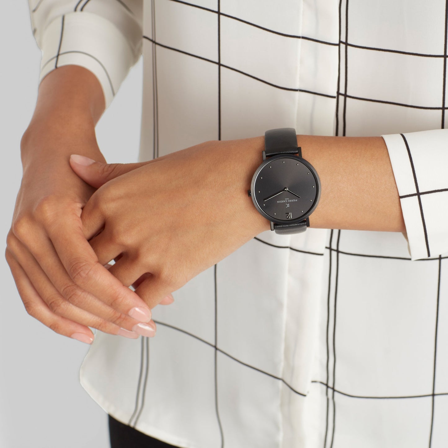 Pierre Cardin Women's Black Leather Watch, Stainless Steel | CBV.1021-3