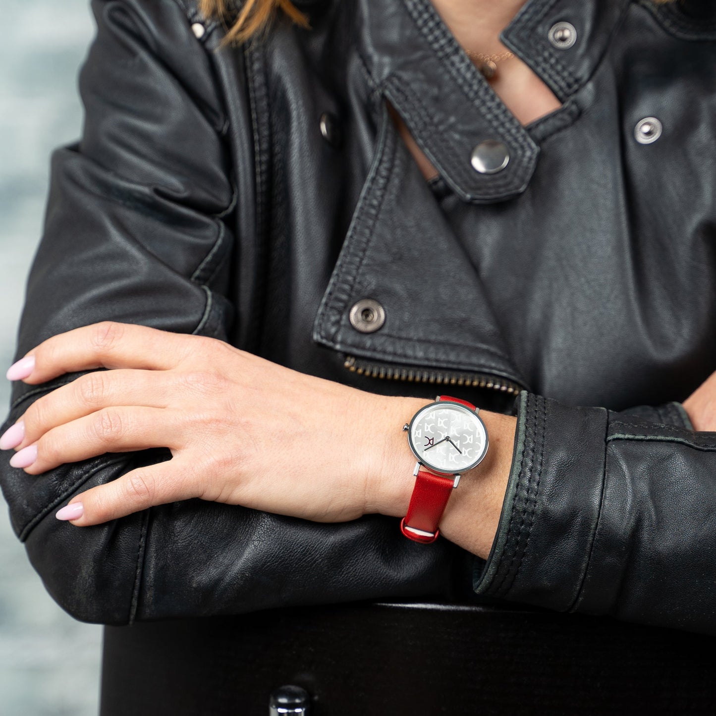 Pierre Cardin Women's Red Leather Watch, Silver Dial | CBV.1517-4