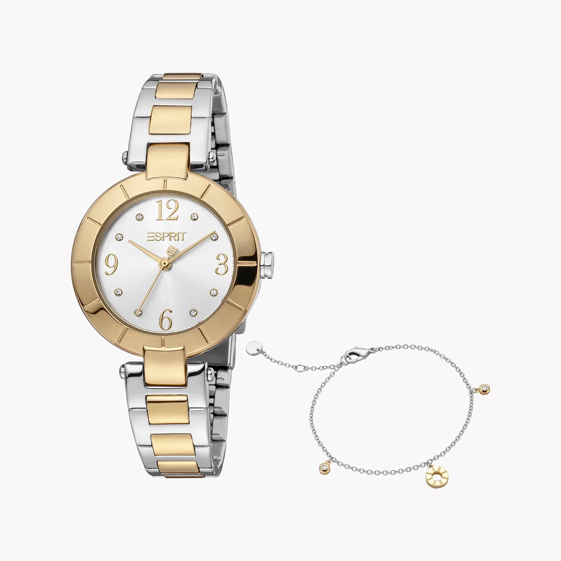 Esprit Women's Silver & Gold Stainless Steel Watch, Silver Dial | ES1L302M0035-0