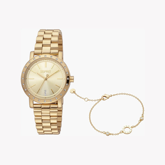 Esprit Women's Gold Stainless Steel Watch, Champagne Dial | ES1L195M0045-0