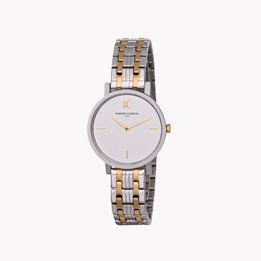 Pierre Cardin Women's Two Tone Silver & Gold Watch, White Dial | CCM.0531-0