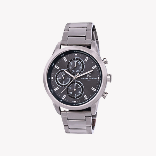 Pierre Cardin Men's Silver Metal Watch, Black Dial | CCP.5001-0