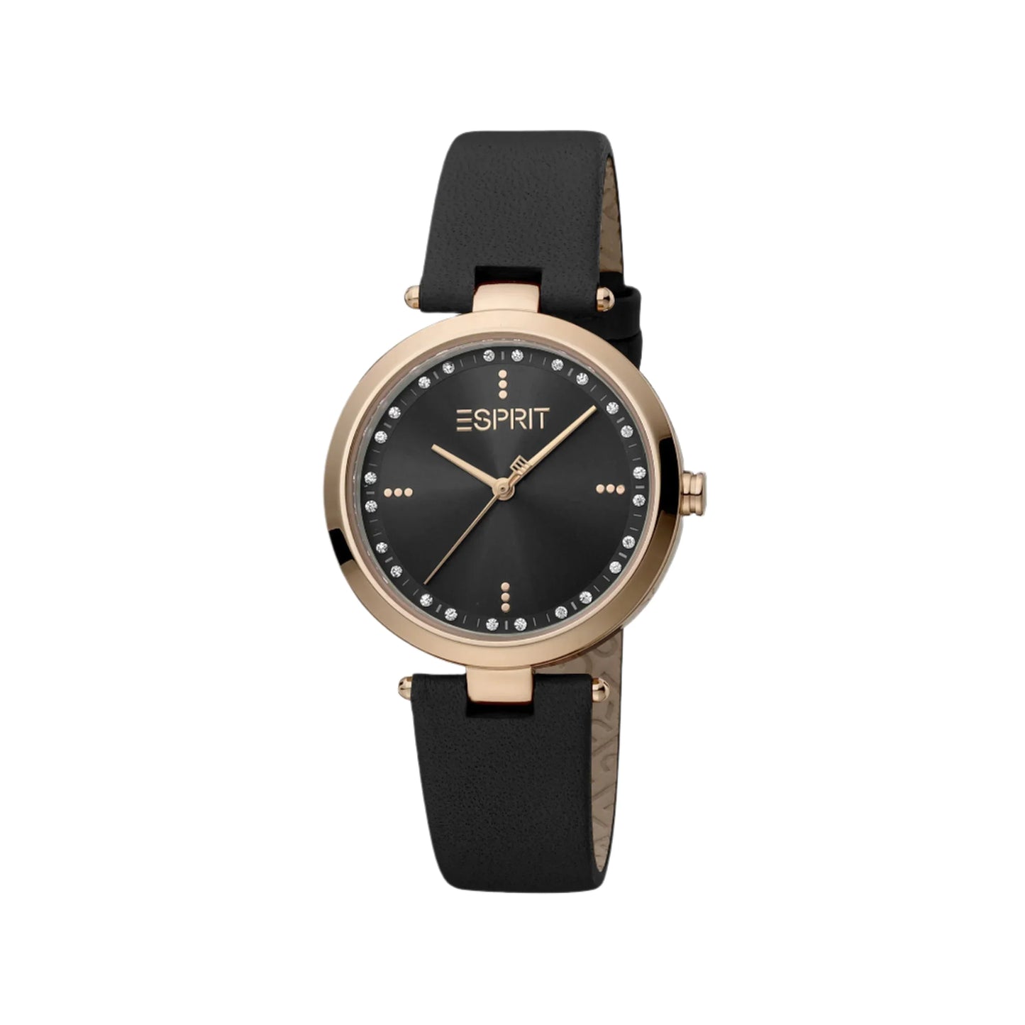 Esprit Women's Black Leather Watch, Black Dial | ES1L035M0015-0