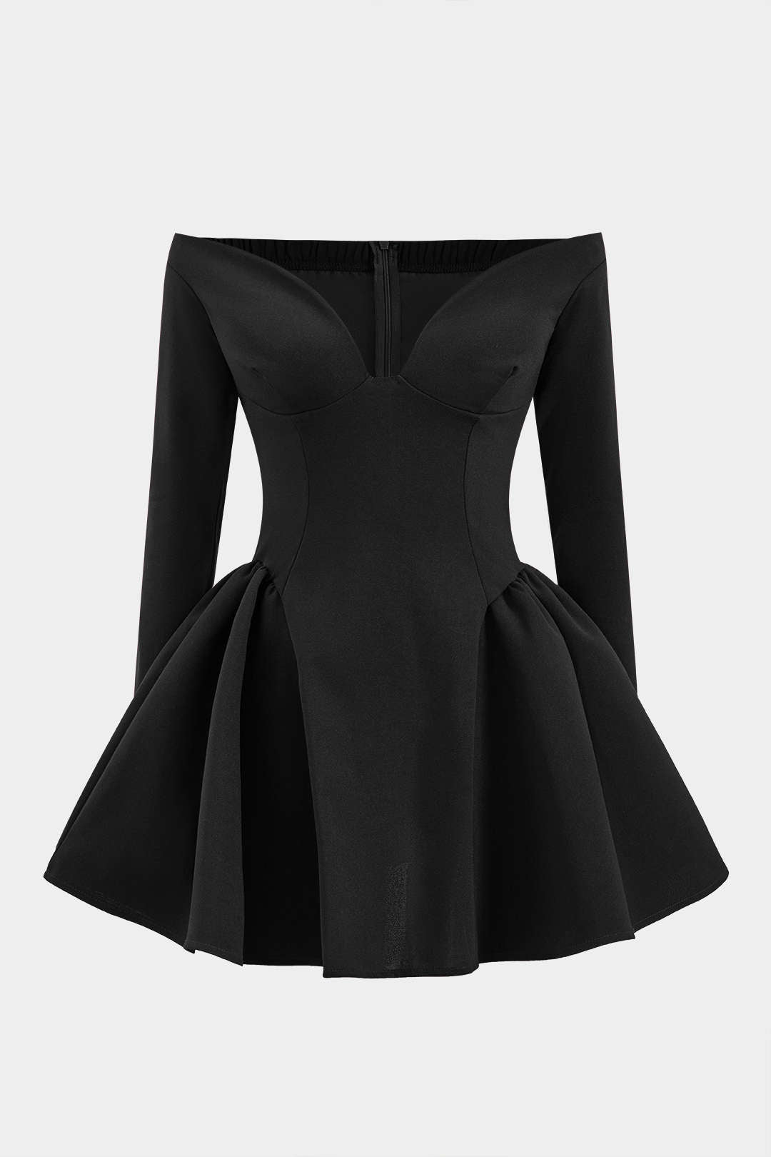 Off Shoulder Long Sleeve Mini Dress-5