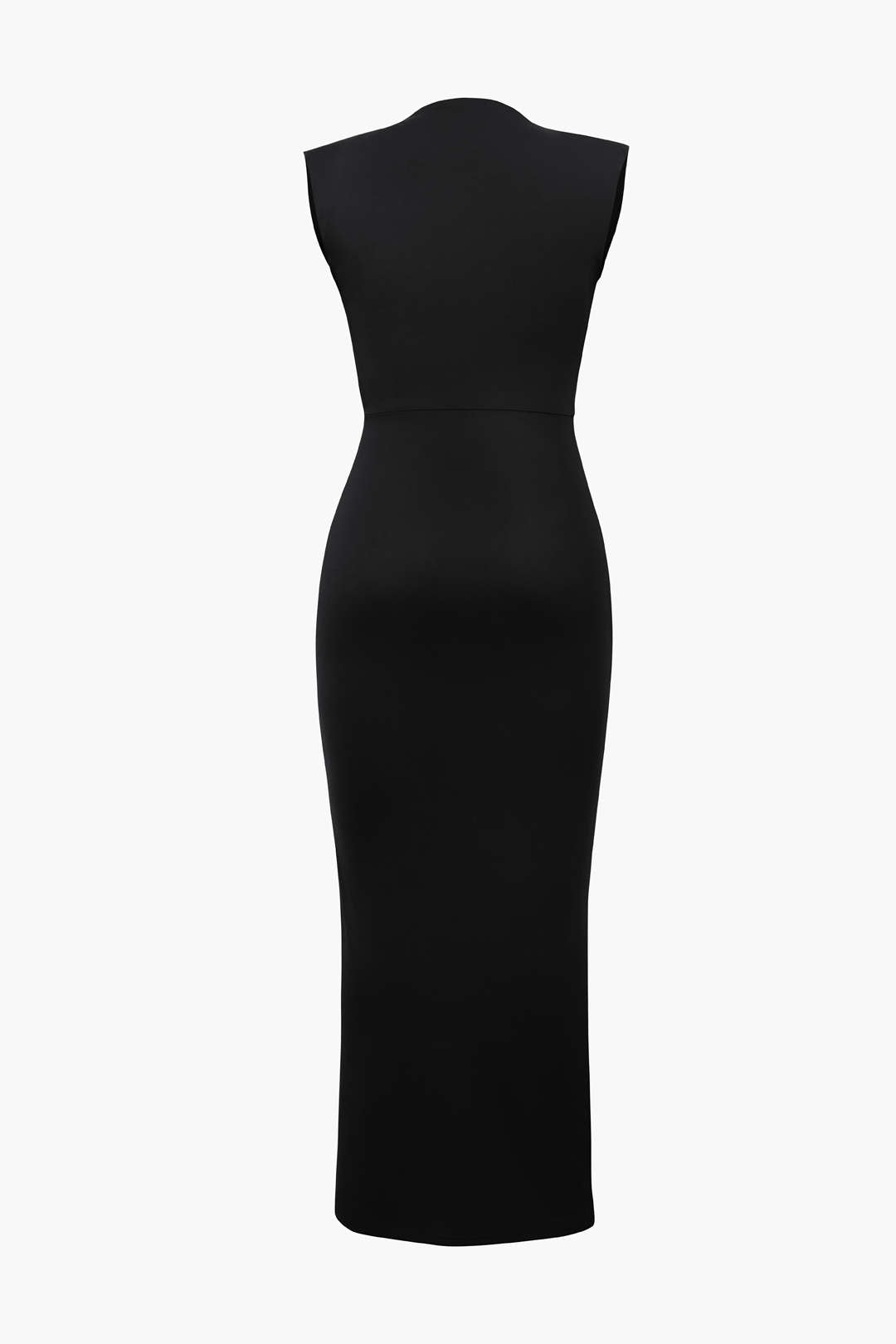 Deep V-neck sleeveless midi dress-2