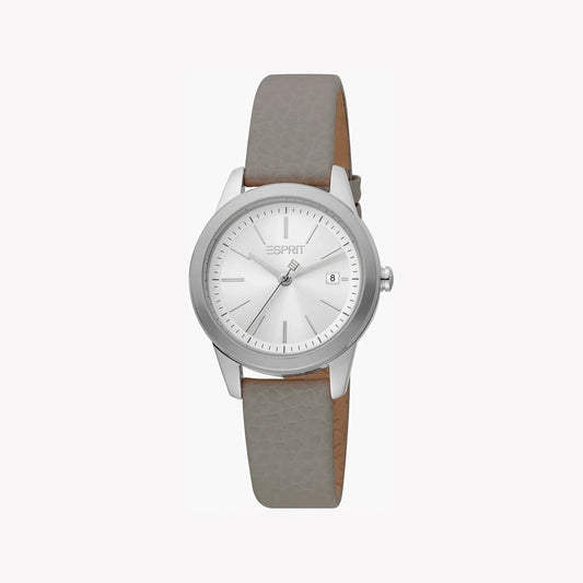 Esprit Women's Grey Leather Watch, Silver Dial | ES1L202M0015-0