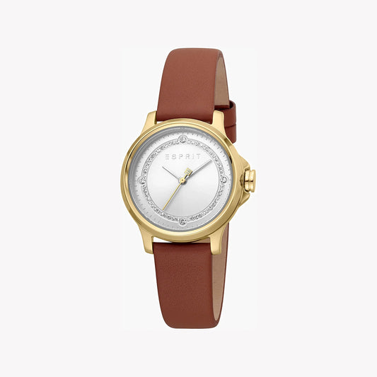Esprit Women's Brown Leather Watch, Silver Dial | ES1L226M0045-0