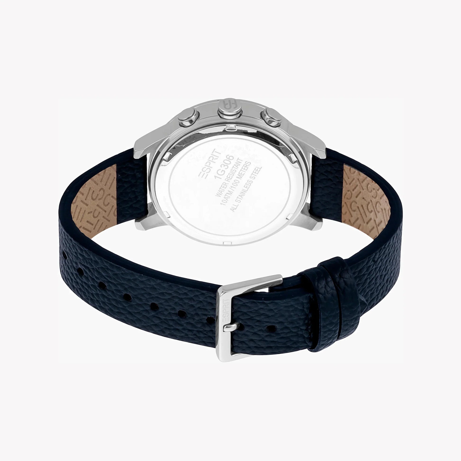 Esprit Men's Blue Leather Watch, Silver Dial | ES1G146M0025-2