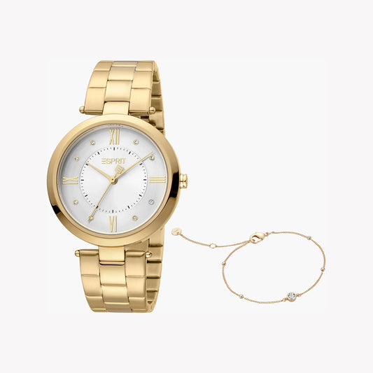 Esprit Women's Gold Stainless Steel Watch, Silver Dial | ES1L136M0015-0