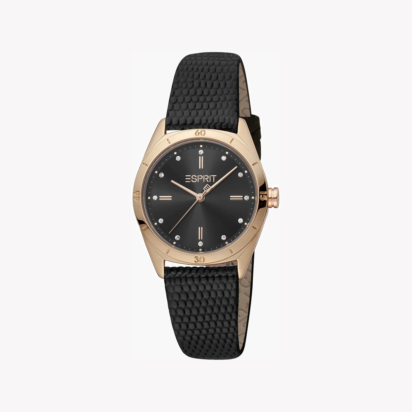 Esprit Women's Black Leather Watch, Black Dial | ES1L128M0075-0