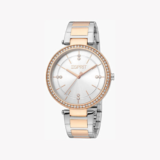 Esprit Women's Silver & Rose Gold Watch, Silver Dial | ES1L147M0065-0