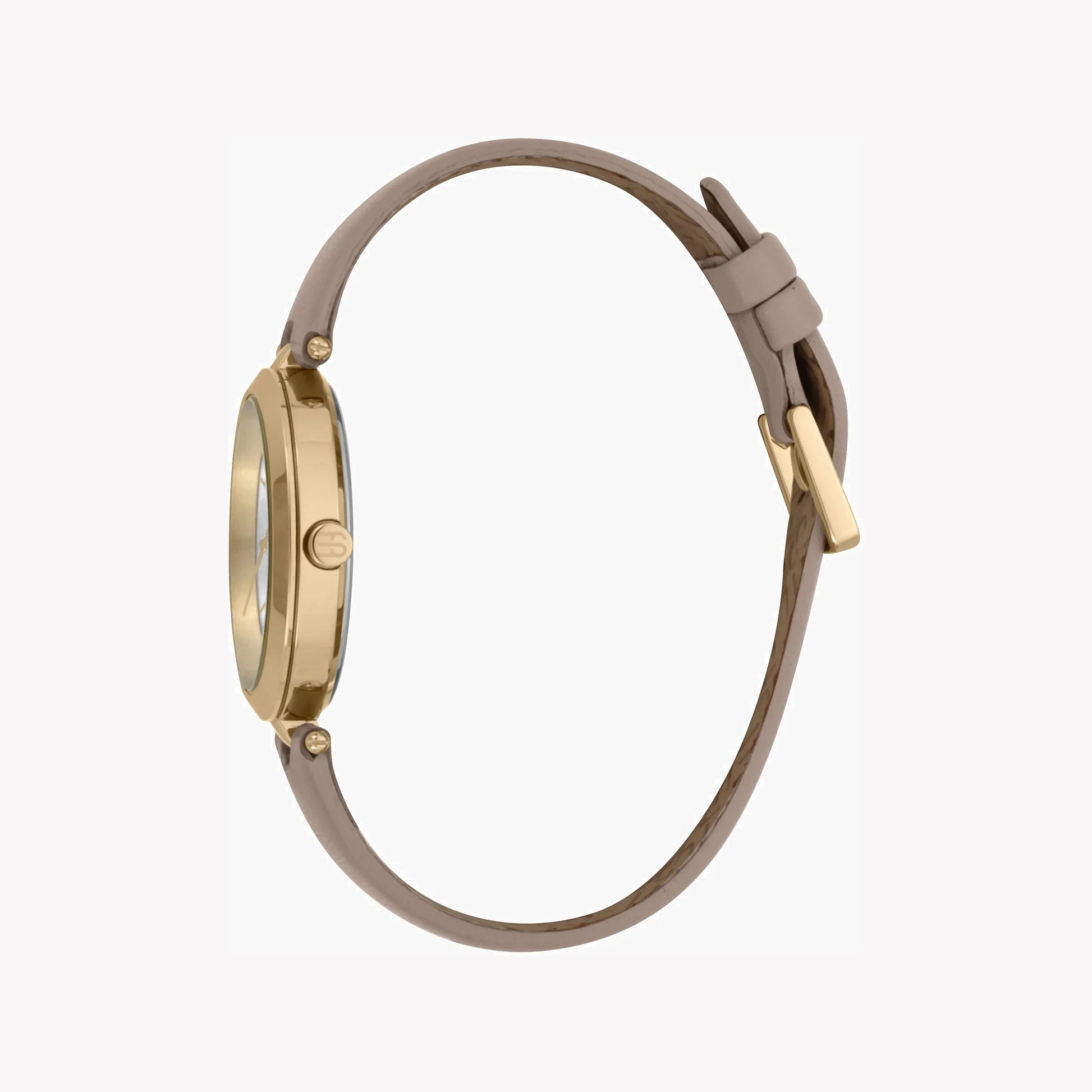 Esprit Women's Beige Leather Watch, Silver Dial | ES1L192M0025-1
