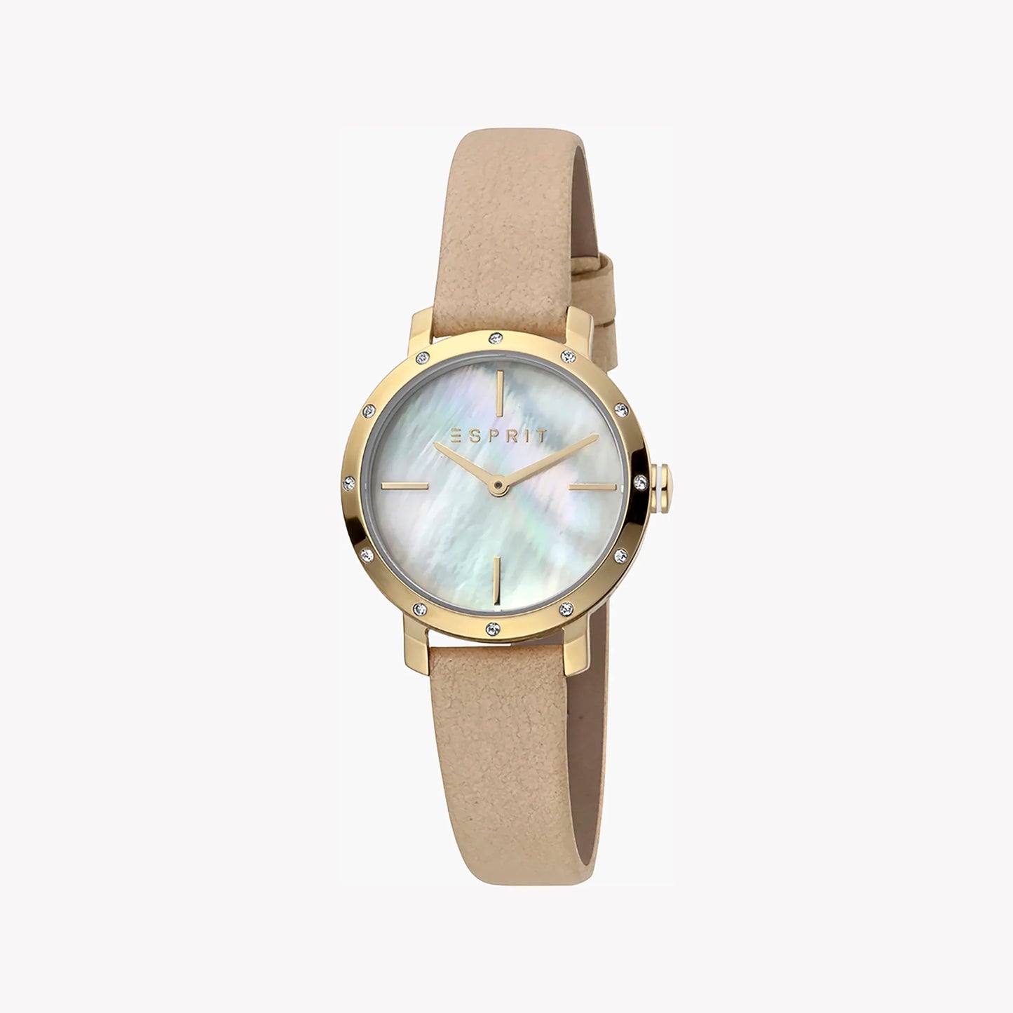 Esprit Women's Beige Leather Watch, White Mother of Pearls | ES1L123M0016-1