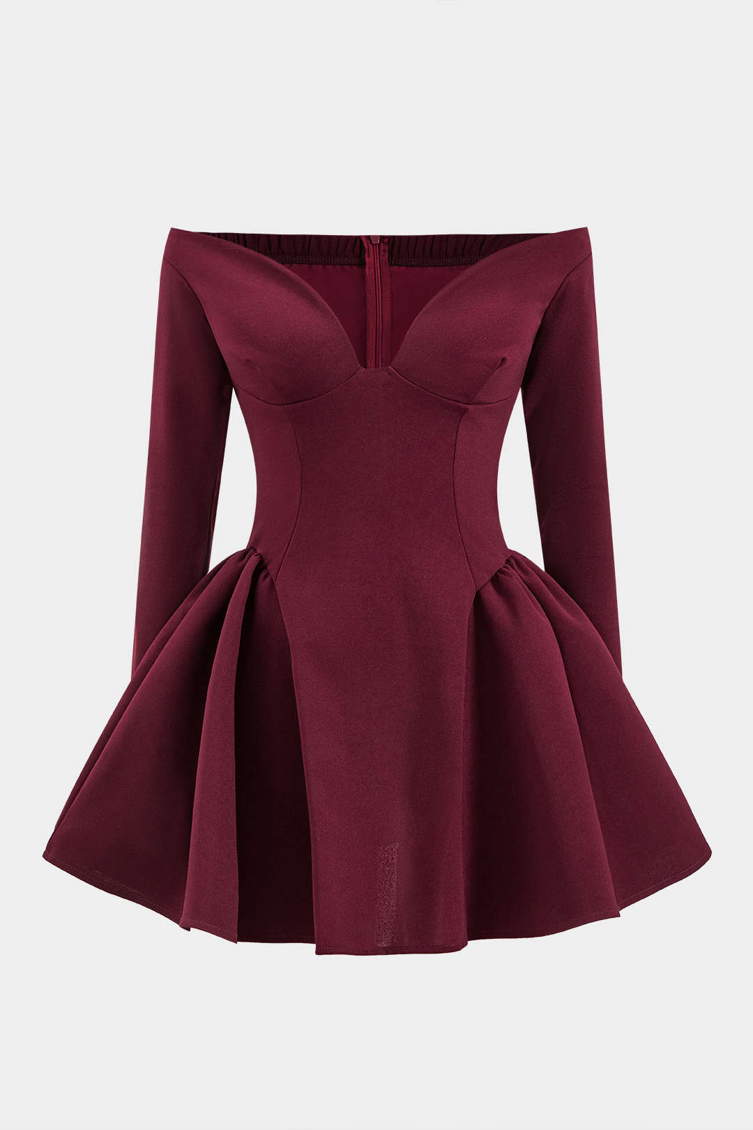 Off Shoulder Long Sleeve Mini Dress-4