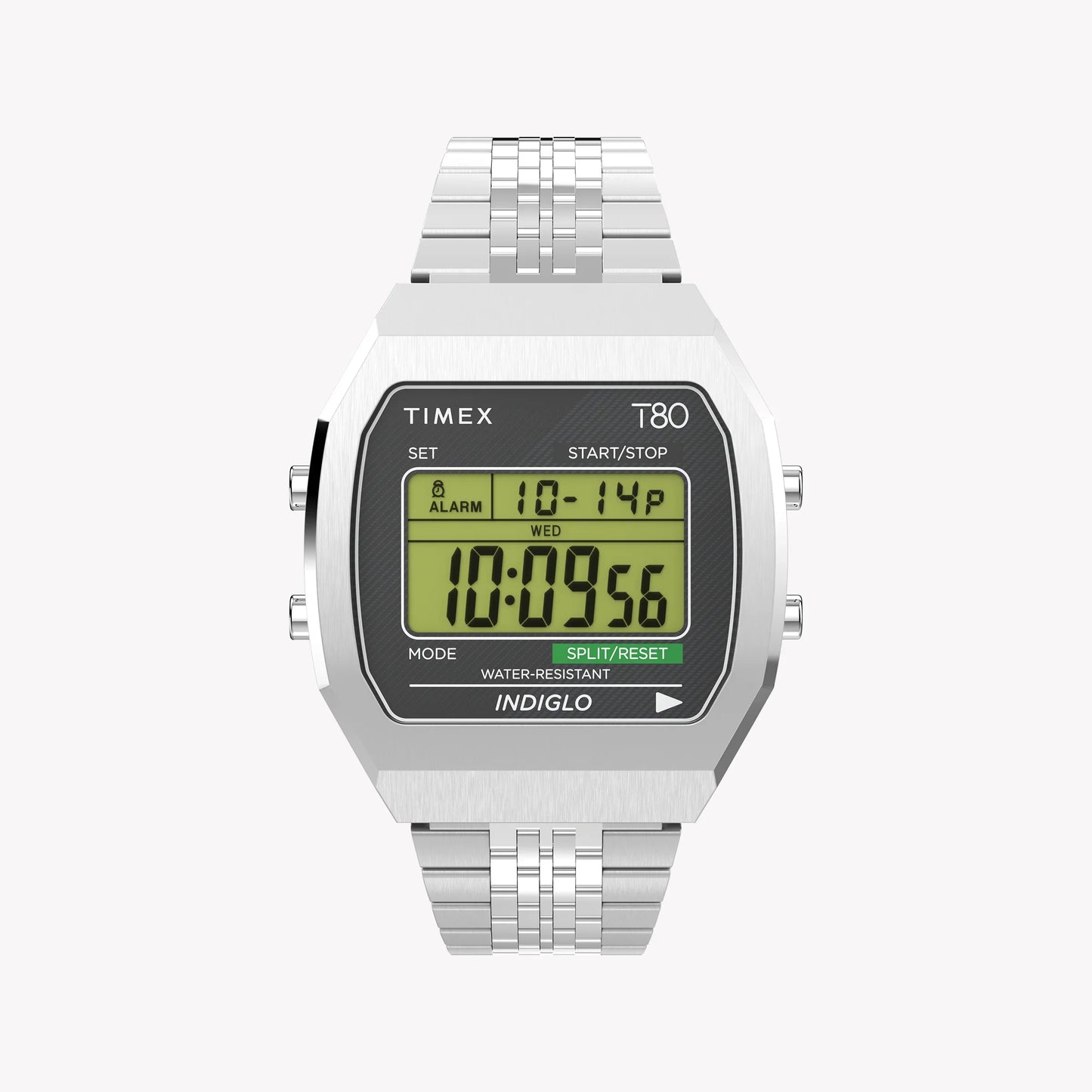 Timex Unisex Stainless Steel Black Lens Watch, Silver | T80-0