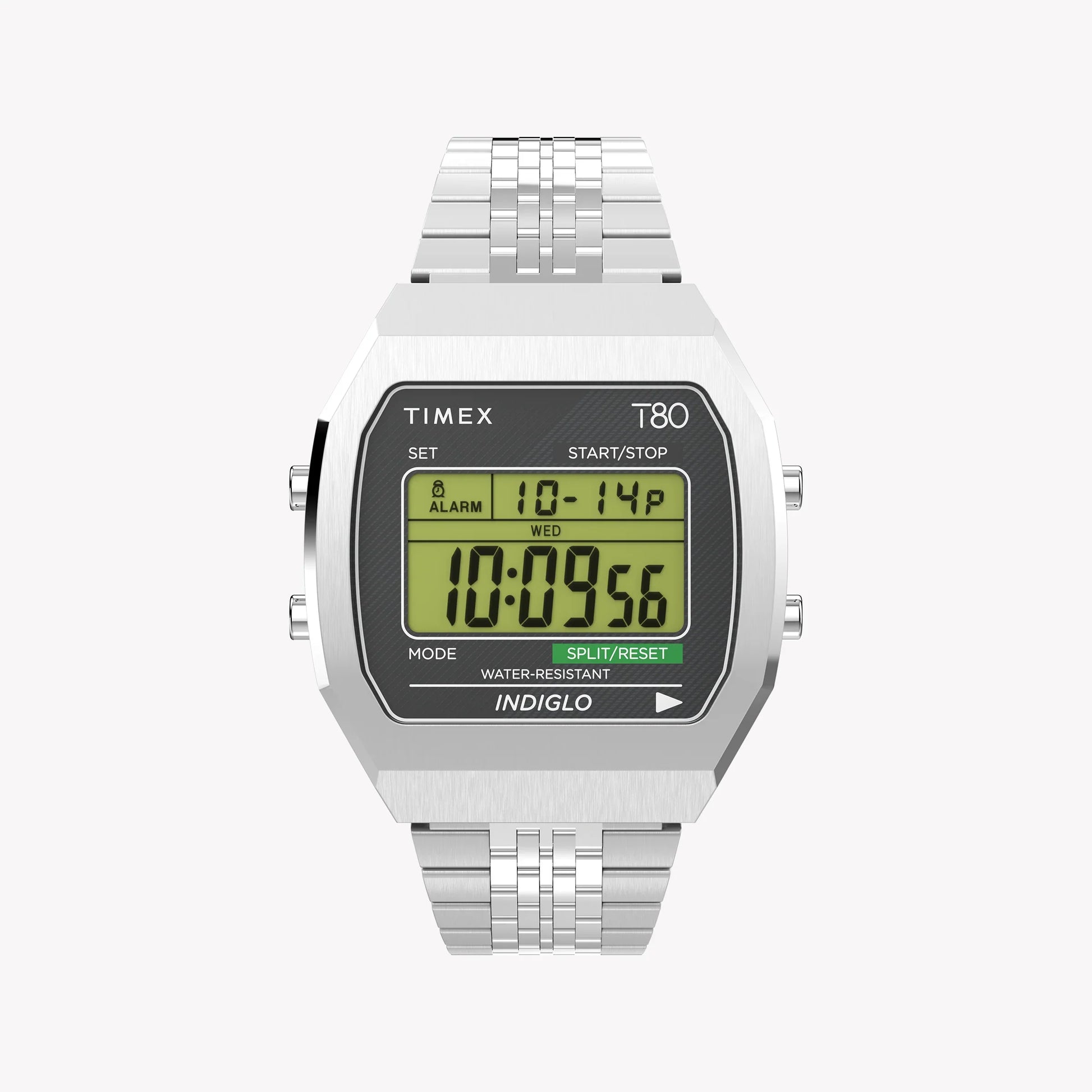 Timex Unisex Stainless Steel Black Lens Watch, Silver | T80-0