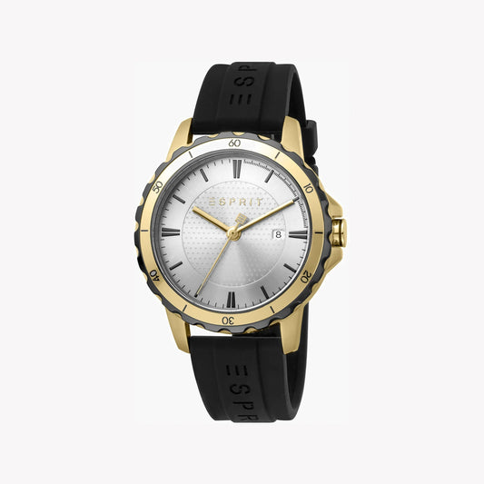 Esprit Men's Silver Dial Watch, Black Rubber Band | ES1G069M0025-0