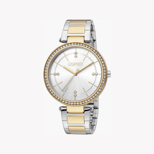 Esprit Women's Silver & Gold Stainless Steel Watch, Silver Dial | ES1L148M0025-0