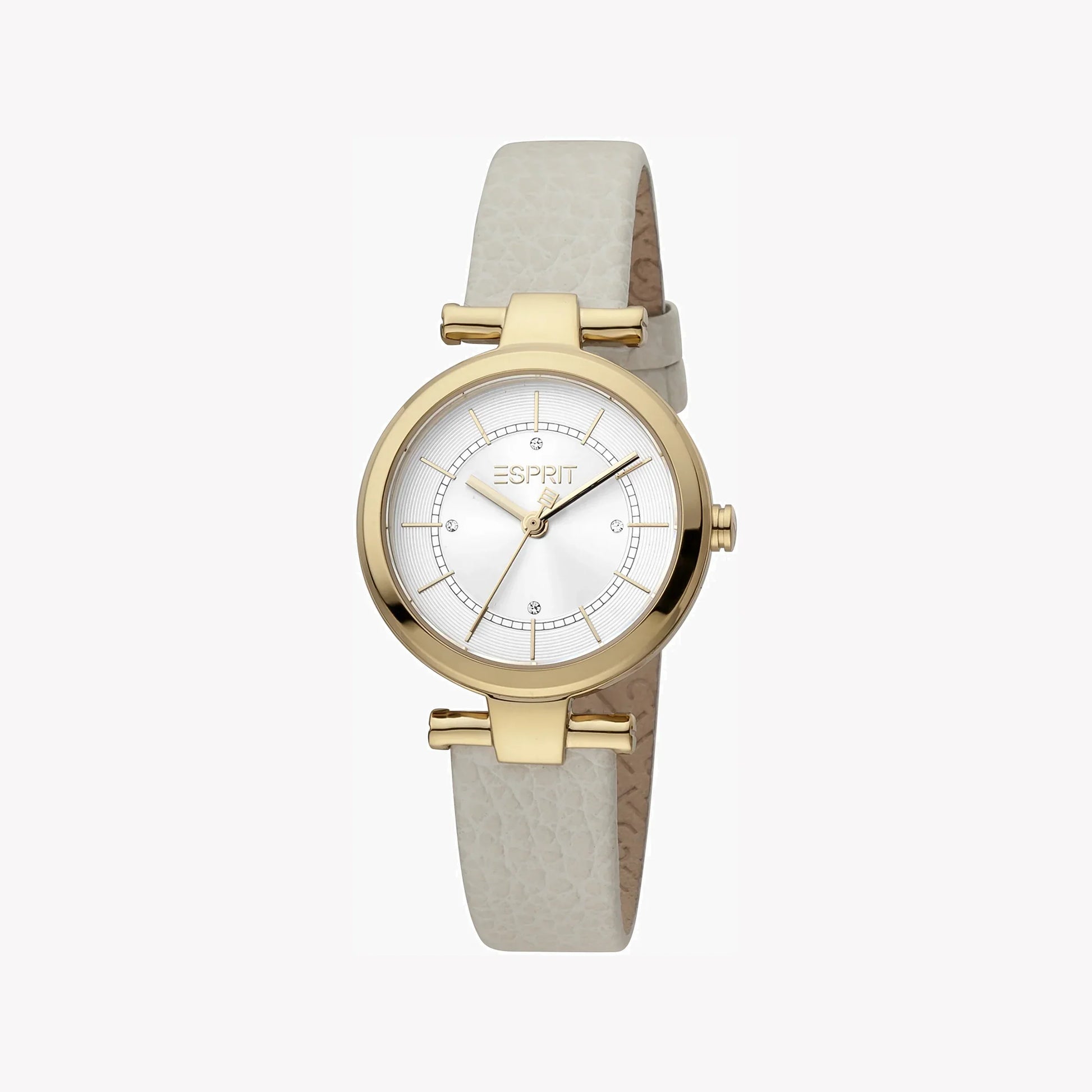 Esprit Women's Beige Leather Watch, Silver Dial | ES1L085M0035-0