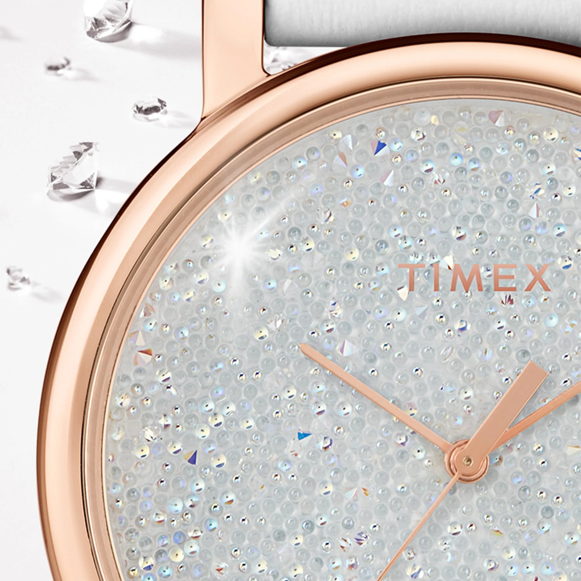 Timex Women's White Leather Watch, Rose Gold Case | TW2R95000-4
