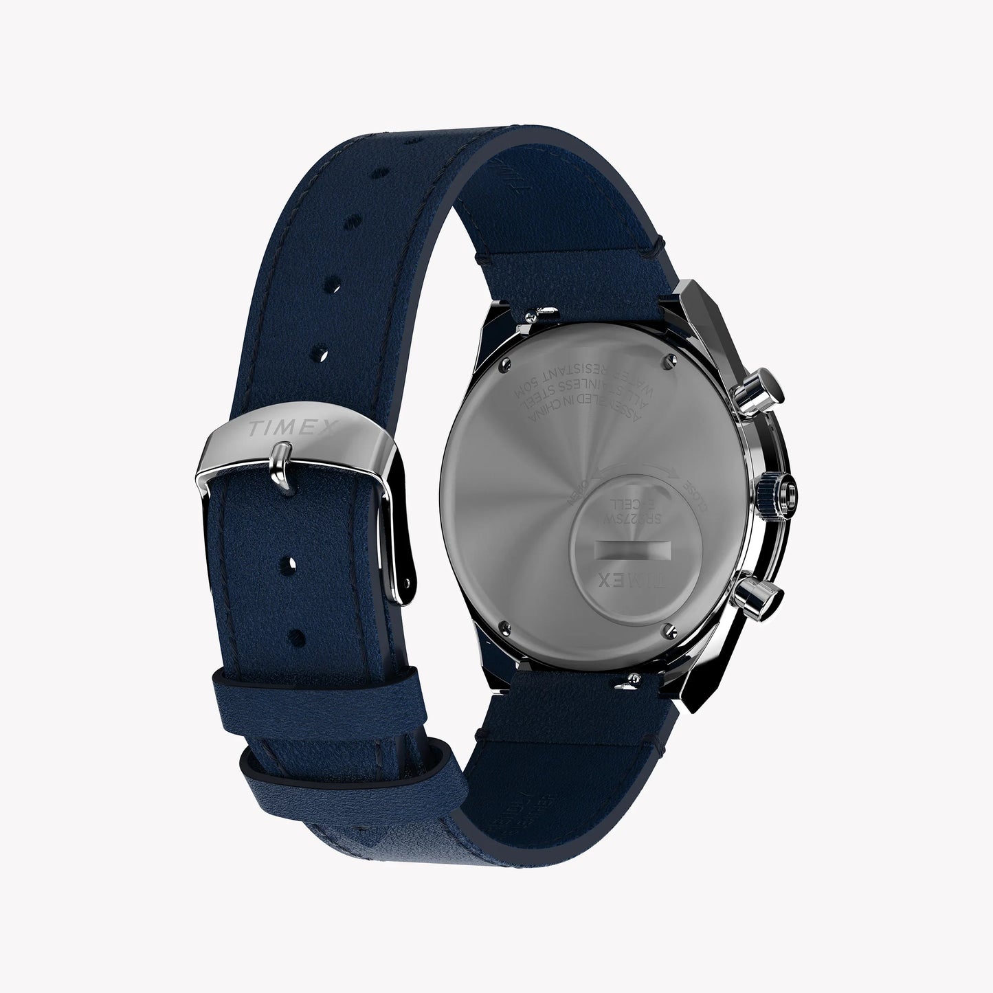 Timex Men's Blue Leather Chrono, Stainless Steel | TW2W51700-1