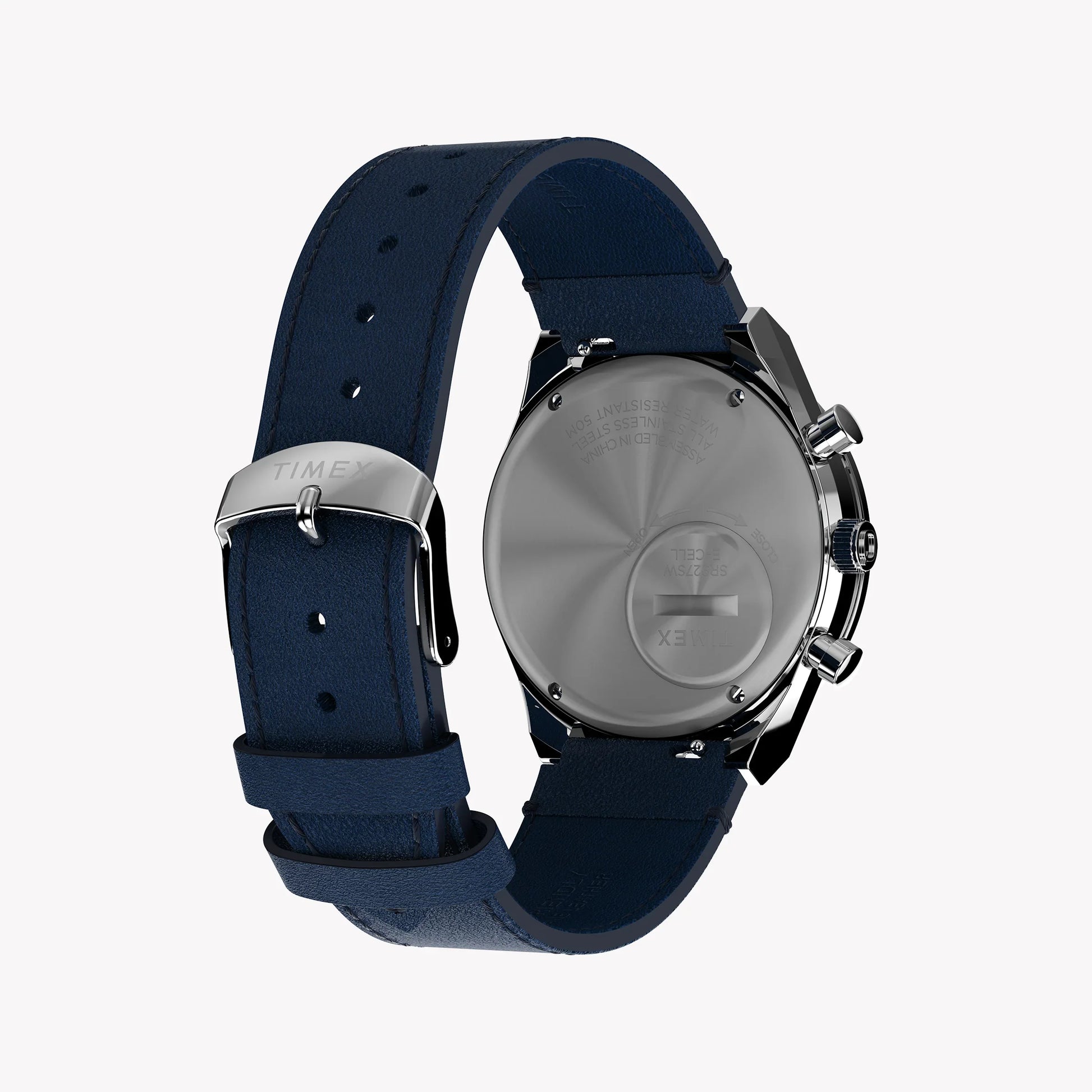 Timex Men's Blue Leather Chrono, Stainless Steel | TW2W51700-1