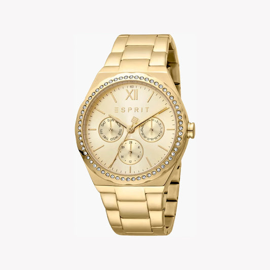 Esprit Women's Gold Stainless Steel Watch, Champagne Dial | ES1L202M0065-0