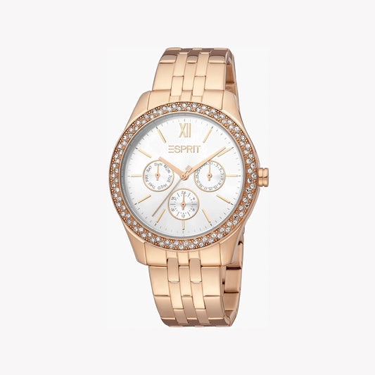 Esprit Women's Rose Gold Stainless Steel Watch, Silver Dial | ES1L162M0045-0