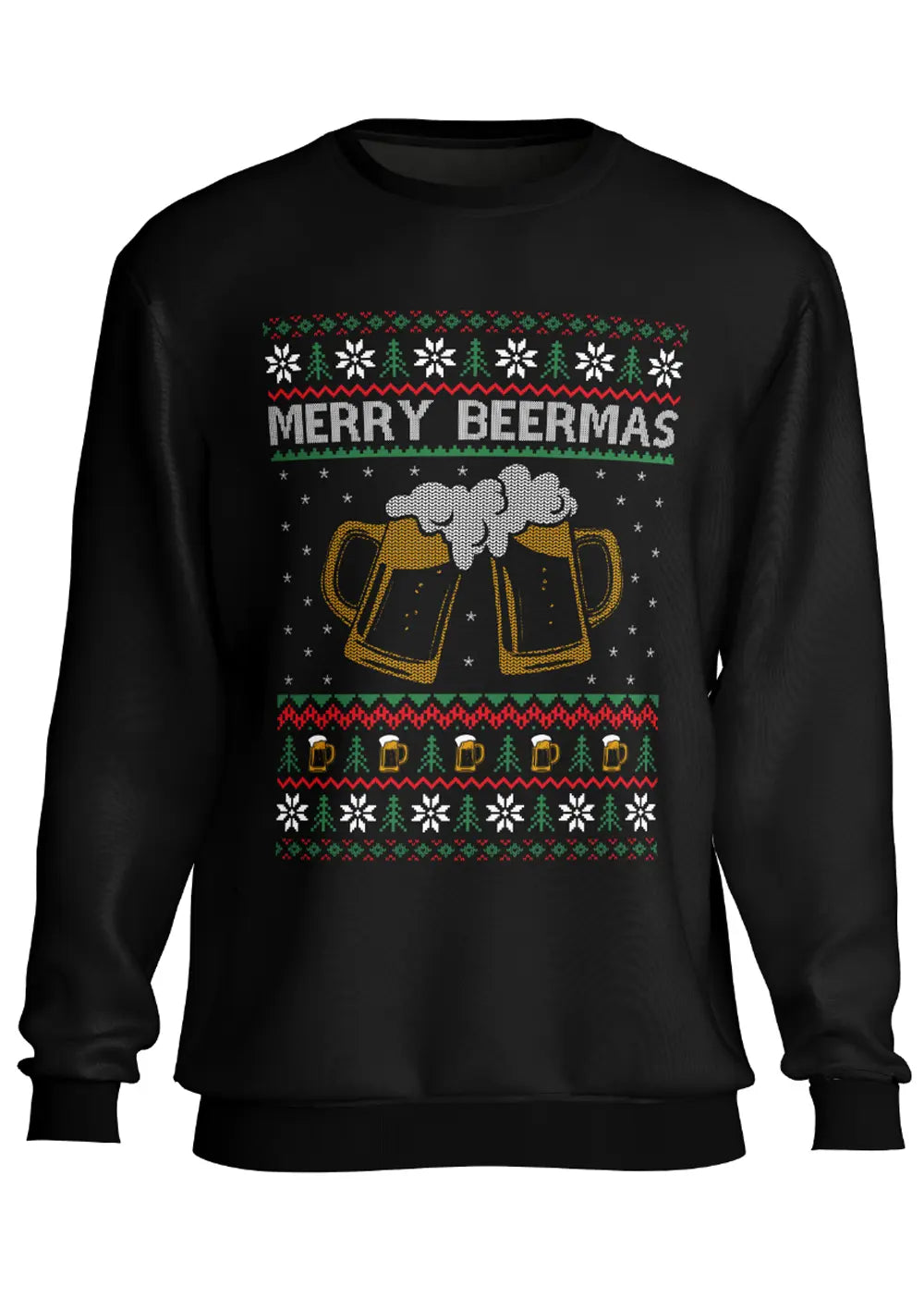 Felpa a Girocollo Natalizia Ironica Merry Beermass-0