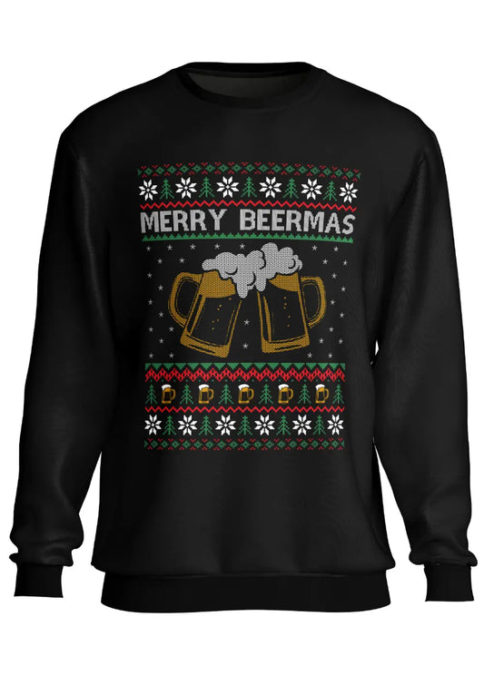 Felpa a Girocollo Natalizia Ironica Merry Beermass-0
