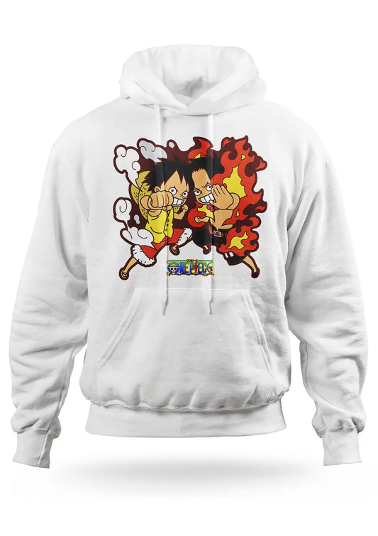 Felpa con Cappuccio Luffy Rubber Portuguese D. Ace One Piece-0