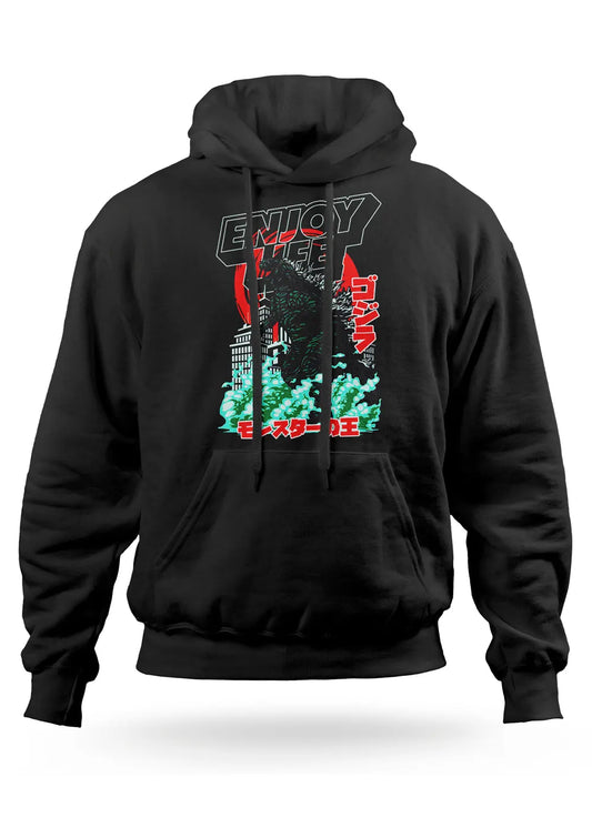 Felpa con cappuccio Godzilla Urban Streetwear Horror Cult Movie-0